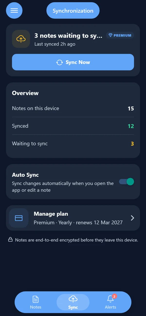 Zealerio Notes: Encrypted sync