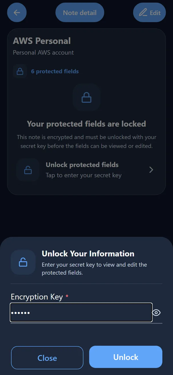 Zealerio Notes: Unlock with your key
