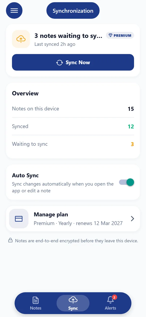 Zealerio Notes: Encrypted sync